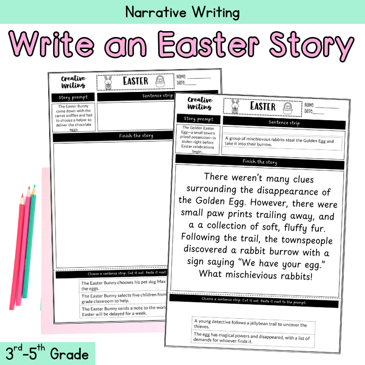 Easter Sentence Starters Writing Paper 3rd 4th Grade Writing Center Page Prompts