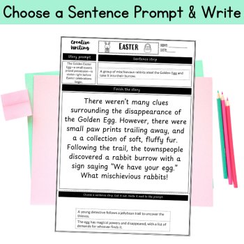 Easter Sentence Starters Writing Paper 3rd 4th Grade Writing Center Page Prompts, image 3