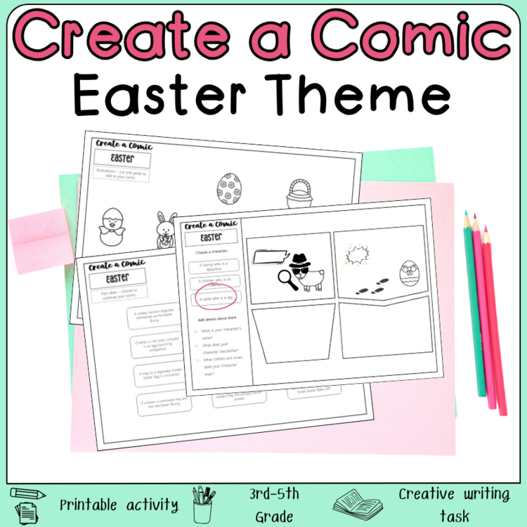 Easter Comic Book Story Creative Writing Paper Prompts Third Fourth Fifth Grade