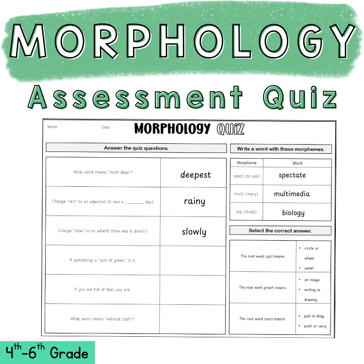 Root Word Assessment Study Building Prefixes Suffixes Affixes 5th 6th 7th Grade