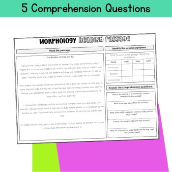 Middle School Morphology Assessment 4th 5th 6th Grade Root Words Reading Passage, image 3