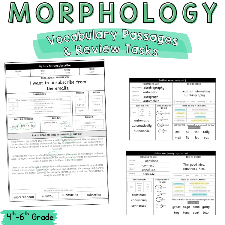 Morphology Morphemes 5th 6th Grade Vocabulary Greek Latin Root Middle School