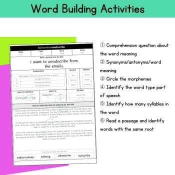 Morphology Middle School Short Reading Passage 5th Grade Multisyllabic Words, image 3