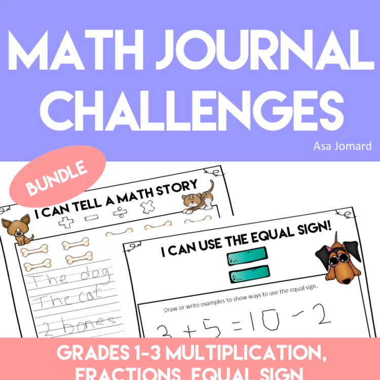 Engaging Math Journal Prompts Bundle | Multiplication Fraction Challenges