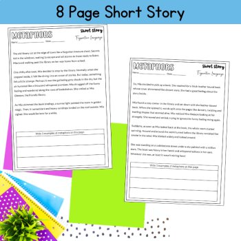 Metaphors Short Story 5th 6th Grade Figurative Language ELA Center Review Packet, image 2