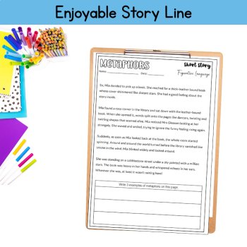 Metaphors Short Story 5th 6th Grade Figurative Language ELA Center Review Packet, image 4