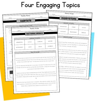Fluency Passages Older Students Ecosystems Habitats Nocturnal Animals 5th 6th, image 2