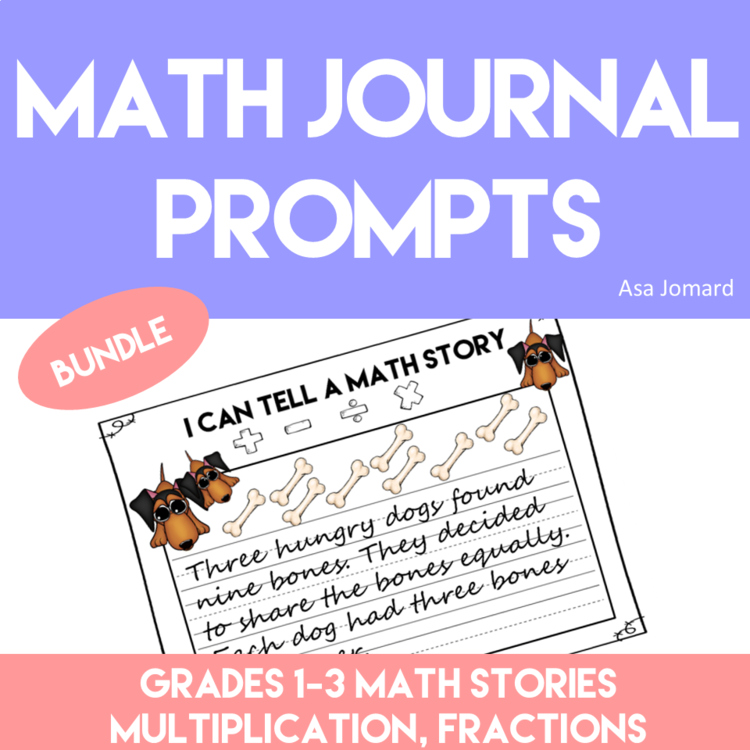 Inspiring Math Journal Prompts Bundle | Multiplication & Fraction Stories