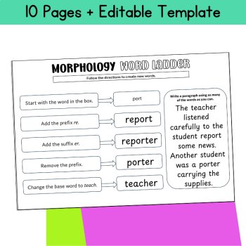 Word Ladders 5th 6th Grade Morphology Morpheme Language Arts Vocabulary Activity, image 3