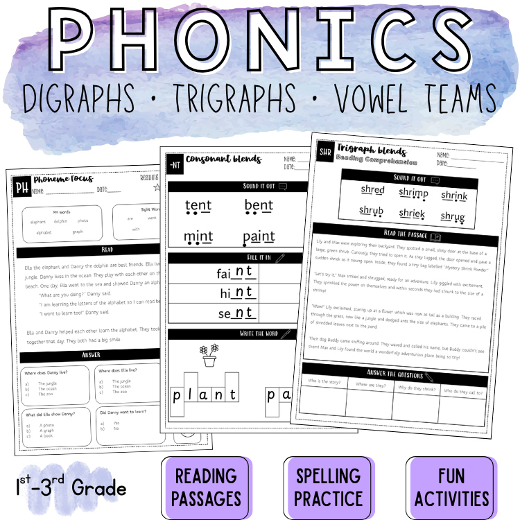Phonics Skill Assessment 2nd 3rd Grade Spelling Sound Blends Word Review Packet