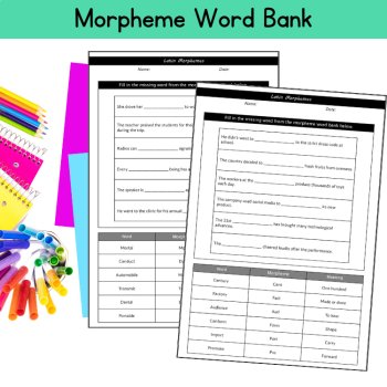 Latin Root Words Morphology Morphemes Fill in the Blank Worksheets 5th 6th Grade, image 3