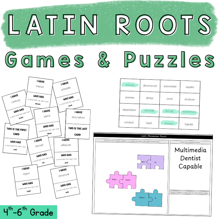 Morphology Games ELA Centers 5th 6th Grade Greek Latin Roots Activities Puzzles