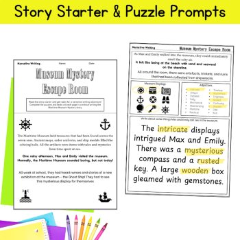 4th 5th Grade Narrative Writing Activities Finish the Story Packet Summer Fun, image 2
