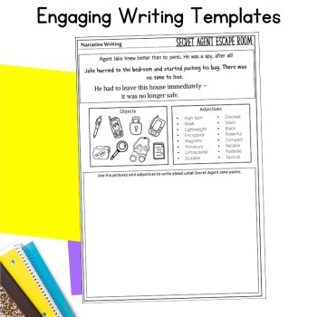 Guided Story Writing Escape Room Activities Packet 4th 5th 6th Grade Literacy, image 4