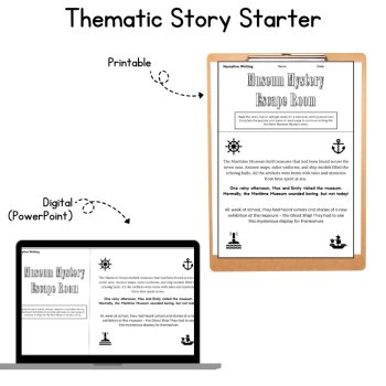 5th 6th Grade Narrative Writing Story Starter Escape Room Puzzle Planning Sheet, image 2