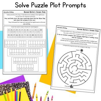 5th 6th Grade Narrative Writing Story Starter Escape Room Puzzle Planning Sheet, image 3