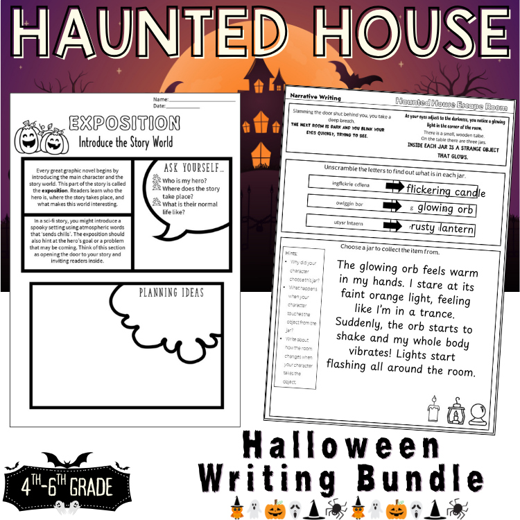 Halloween Haunted House Spooky Story Fictional Narrative Writing Paper 4th 5th
