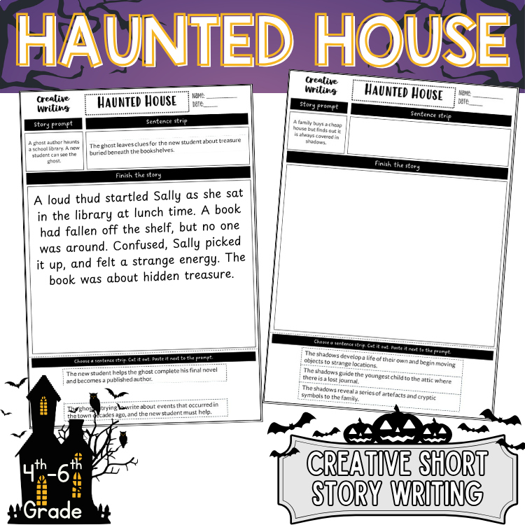 Halloween Themed Spooky Writing Paper 4th 5th Grade Haunted House Prompts