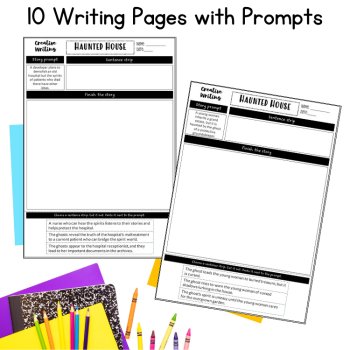 Halloween Themed Spooky Writing Paper 4th 5th Grade Haunted House Prompts, image 2