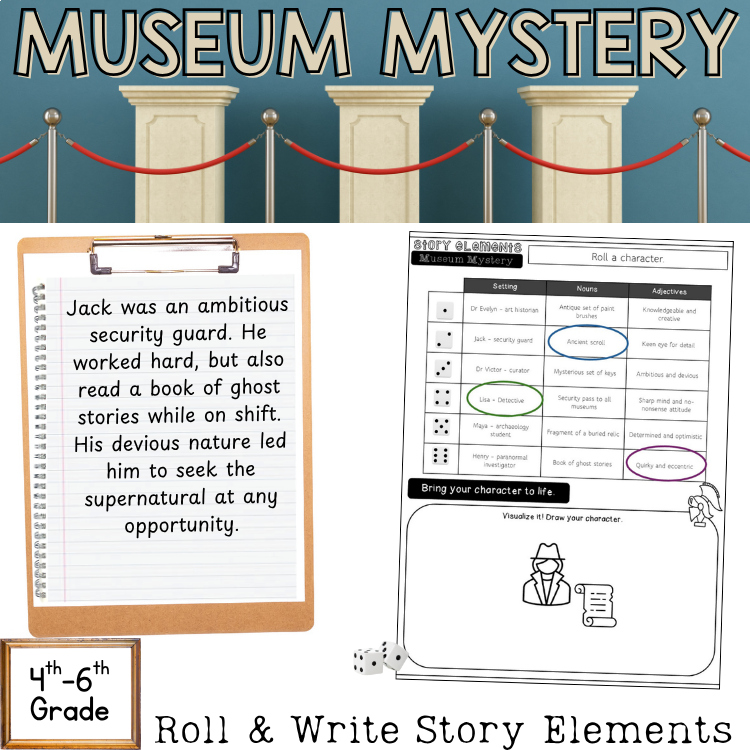 Story Elements Mystery Fun Engaging Writing Packet 5th 6th Grade ELA Centers
