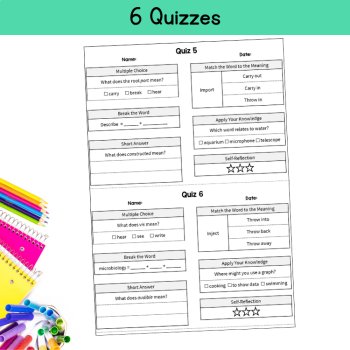Morphology Review Quiz Puzzles ELA Centers Vocabulary Bell Ringers 5th 6th Grade, image 3