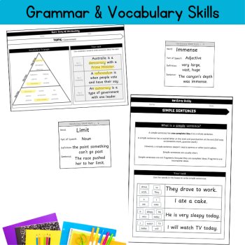 Grammar & Writing Review 5th 6th Grade ELA Language Arts Packet Middle School, image 4