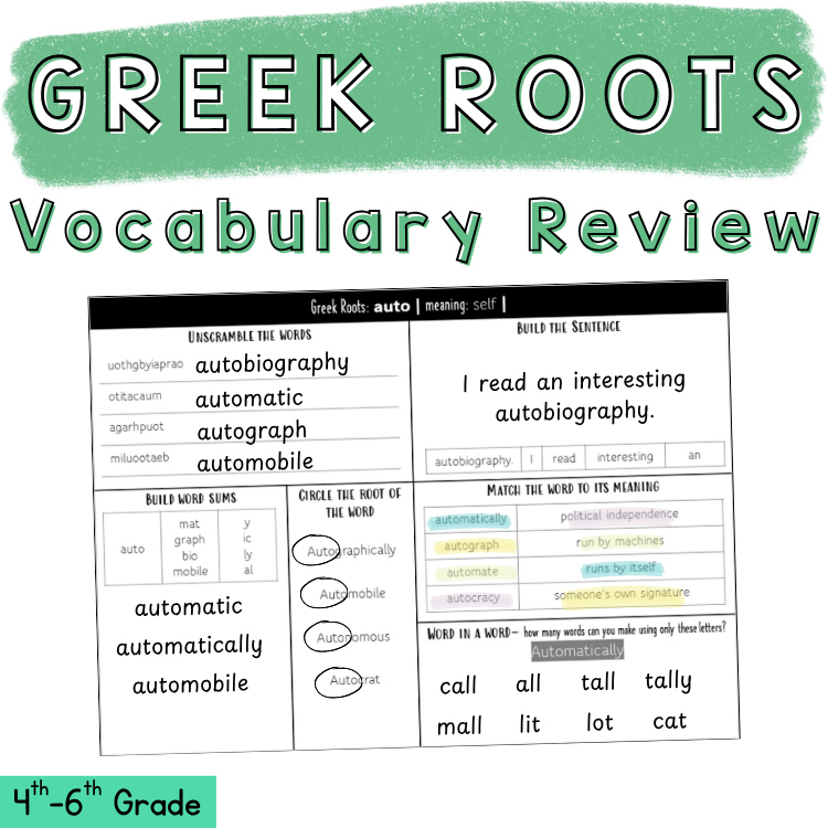 5th Grade Morphology Task Cards Greek Roots Word Work Assessment Practice ELA