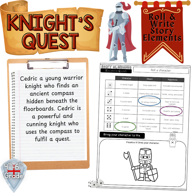 Story Elements Fun 5th Grade Writing Graphic Organizer Print & Go No Prep ELA