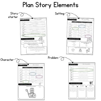 Story Elements Fun 5th Grade Writing Graphic Organizer Print & Go No Prep ELA, image 2