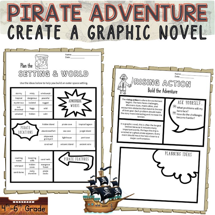 Pirate Graphic Novel Comic Book Visual Storytelling Writing Unit 5th 6th Grade