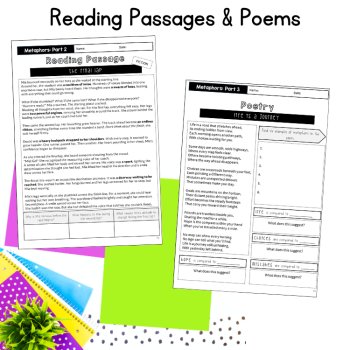 Figurative Language Unit Analysis Reading Poetry 5th 6th 7th Grade ELA Workbook, image 2