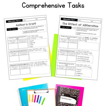 Alliteration Analysis 5th 6th 7th Grade Figurative Language Unit  Reading Poetry, image 3