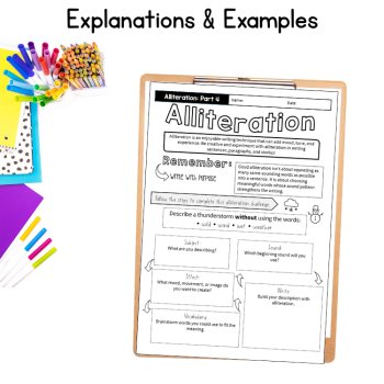 Alliteration Analysis 5th 6th 7th Grade Figurative Language Unit  Reading Poetry, image 4