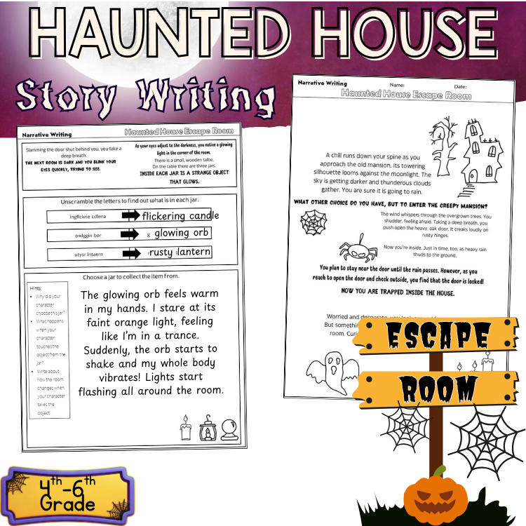 Spooky Story Prompts Haunted House Descriptive Writing Halloween Activities 5th