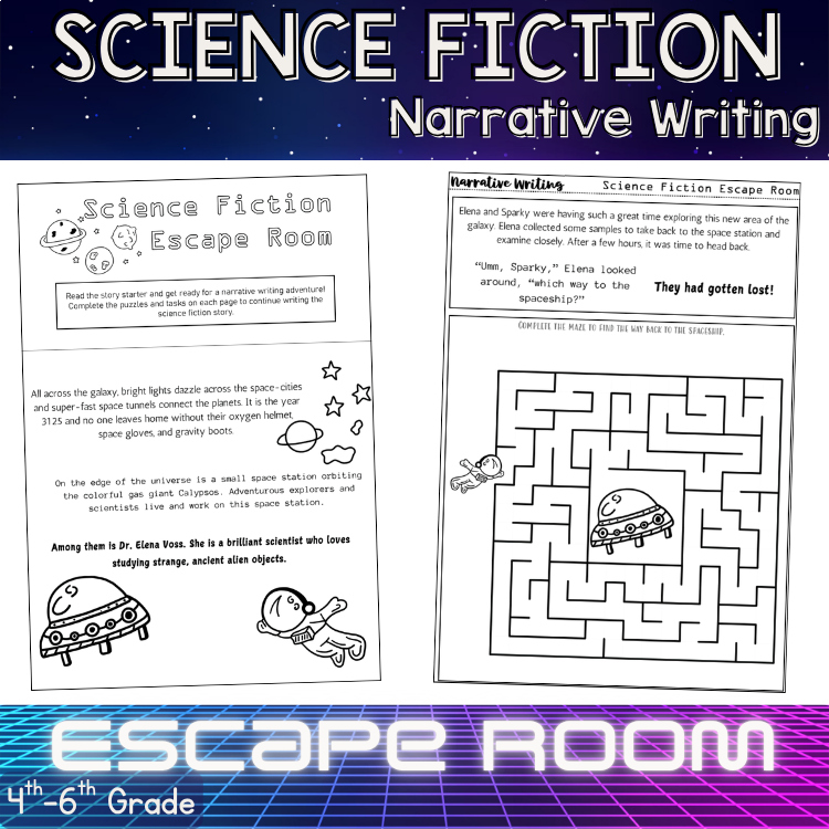 Space Theme Imaginative Fun Story Writing Paper Sci Fi Middle School Activity