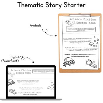 Space Theme Imaginative Fun Story Writing Paper Sci Fi Middle School Activity, image 2