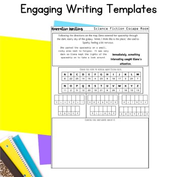 Space Theme Imaginative Fun Story Writing Paper Sci Fi Middle School Activity, image 4