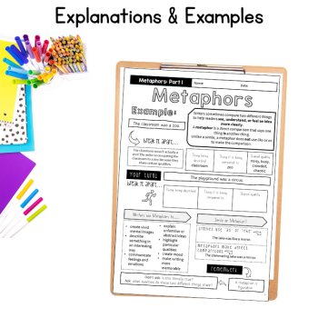 Metaphors ELA Passages Writing Activities 5th 6th 7th Grade Figurative Language, image 4