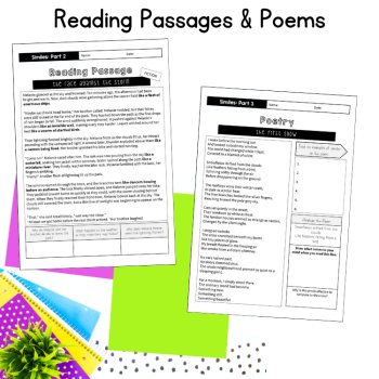 Similes Unit Reading Poetry Analysis Tasks 5th 6th 7th Grade Figurative Language, image 2