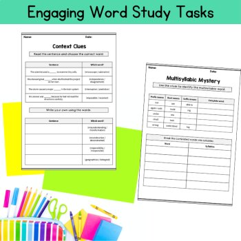 Multisyllabic Words Prefix & Suffix Practice 5th 6th Grade Morphology Etymology, image 4