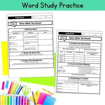 Root Word Work Worksheets 5th Grade Morphology Latin Roots Prefix Suffix Unit, image 4