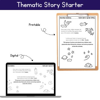 Space Theme Writing Prompts ELA Escape Room Fourth Fifth Grade Writing Template, image 2