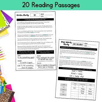 Morphology Worksheets Multisyllabic 4th 5th Grade Prefix Suffix Affixes Passage, image 2
