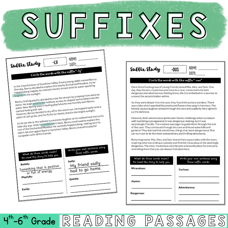 Suffix Short Reading Morphology Passages 3rd 4th Grade Small Group Materials