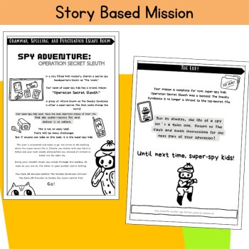 3rd 4th Grade Grammar Punctuation ELA Skills Review Escape Room Literacy Centers, image 2