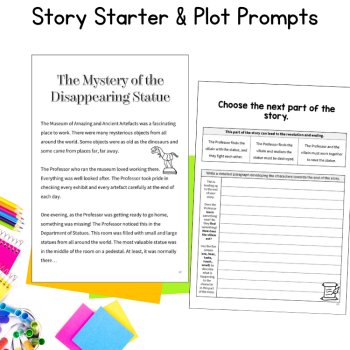 Imaginative Fun Story Fictional Narrative Writing Paper Plot Prompts Organizer, image 2