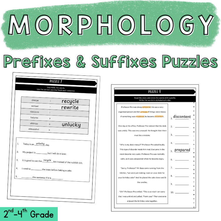 Prefix Suffix Worksheet Games 4th Grade Practice Activity Morphology Word Work