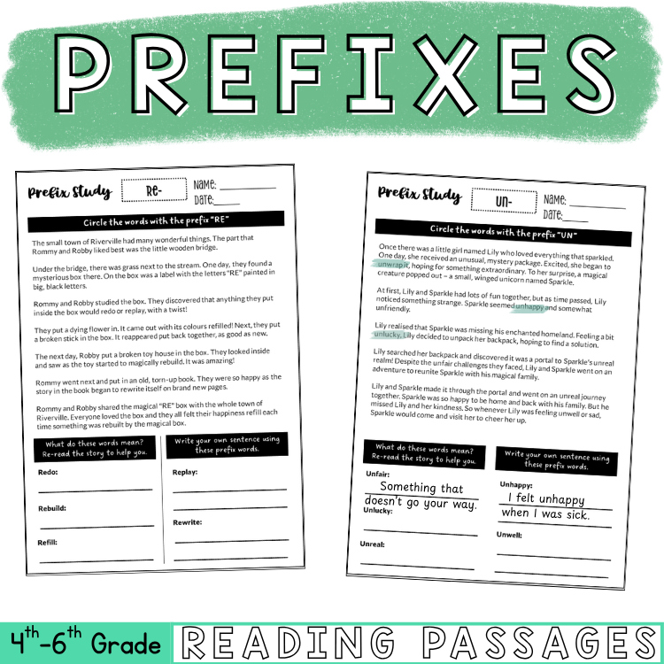 Prefixes 4th 5th Grade Morphology Passages Science of Reading Literacy Centers