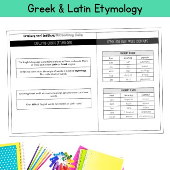 Morphology Worksheets Prefixes Suffixes Root Words & Greek Latin Roots 6th Grade, image 2