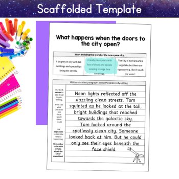 Outer Space Theme Writing Paper Prompts Sci Fi Fun Short Story 4th 5th 6th Grade, image 3